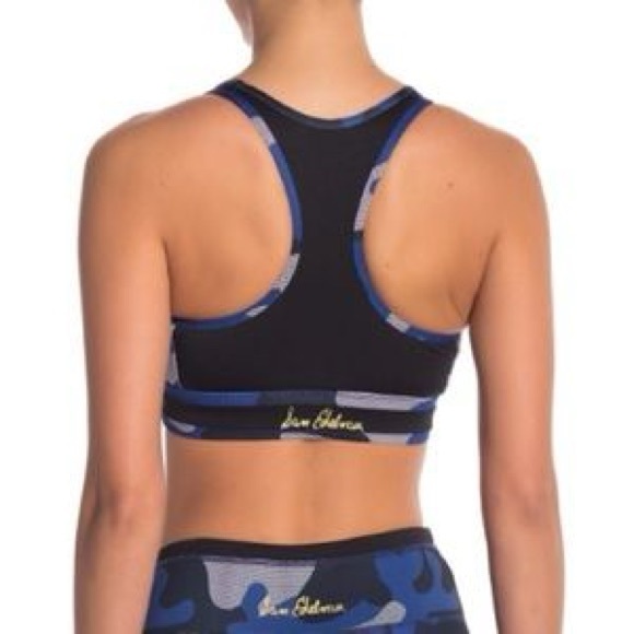 Sam Edelman Blue Black Camo Size XL Sports Bra - Picture 2 of 8